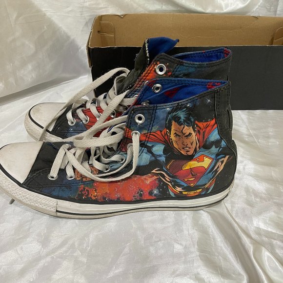 DC Comics Chuck Taylor All Star Superman High Tops Converse Used Sz 9 \ 11 - Picture 8 of 12